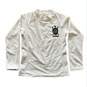 Coastalista Large unisex kids long sleeve Rashguard Swim Top White Georgia Sea